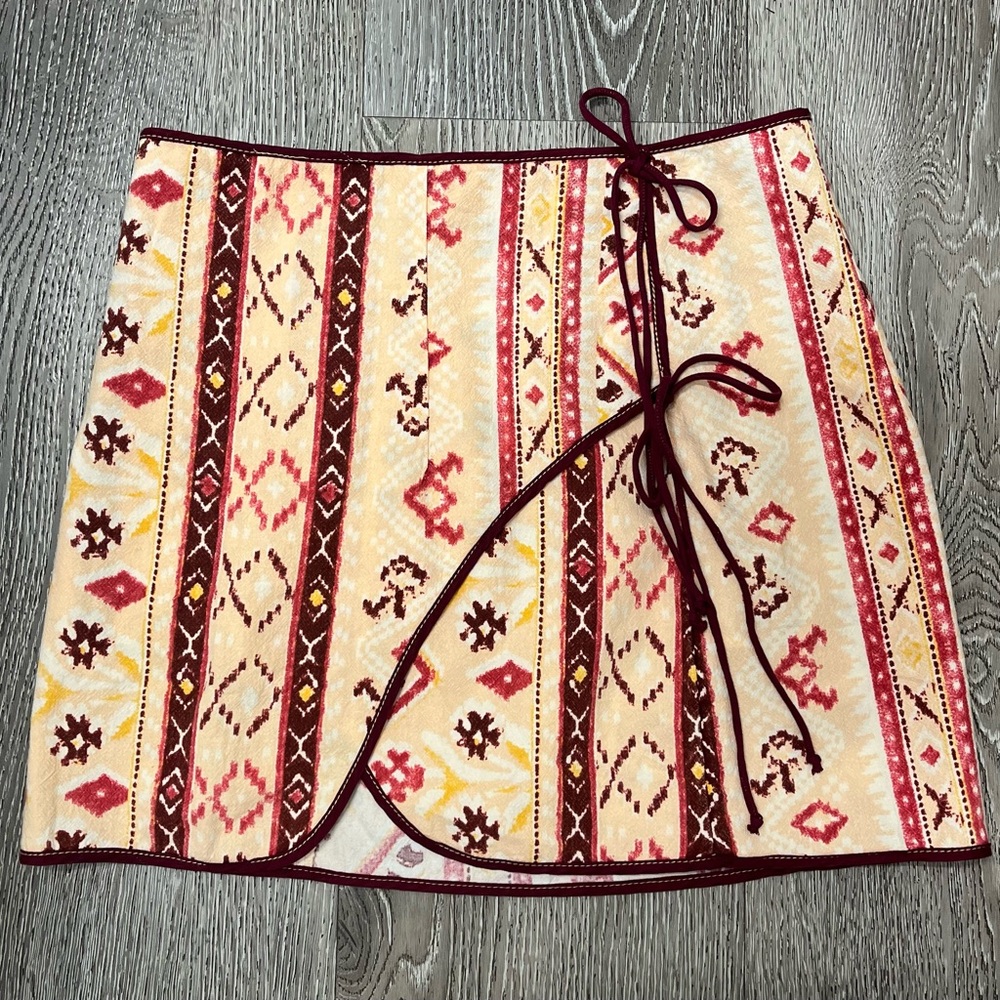 Free People Boho Faux Wrap Mini Skirt Size 0
